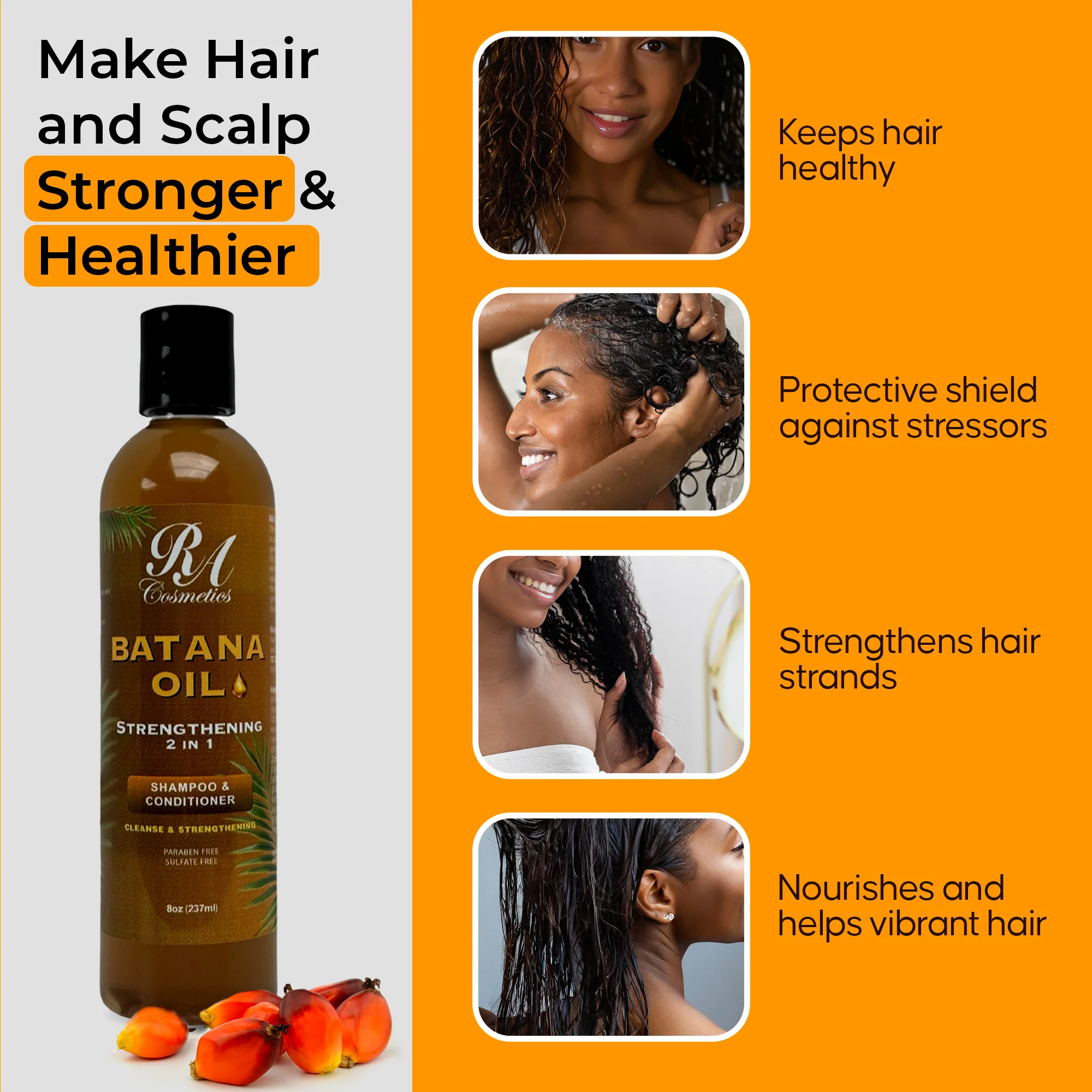 Batana Trio - Raw Batana Oil 4oz, 2 in 1 Shampoo/Conditioner, Leave In - Image 10