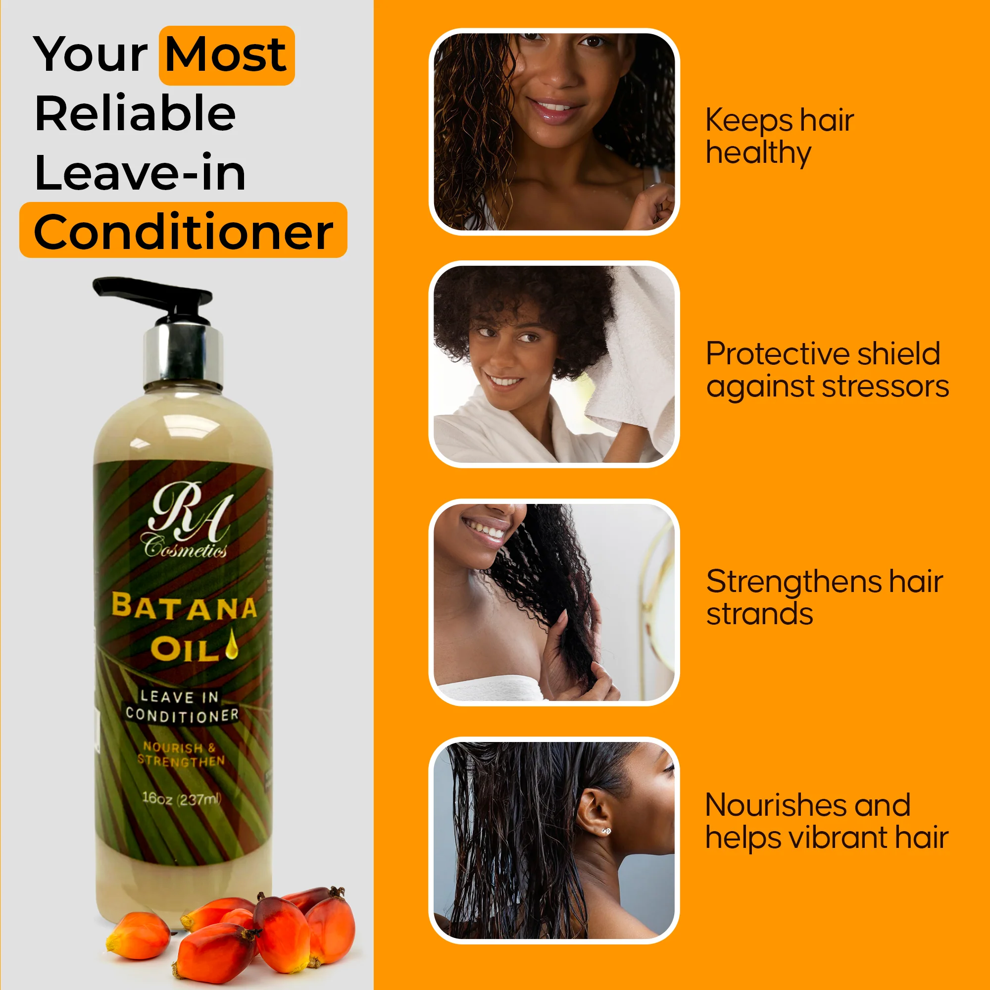 Batana Trio - Raw Batana Oil 4oz, 2 in 1 Shampoo/Conditioner, Leave In - Image 7